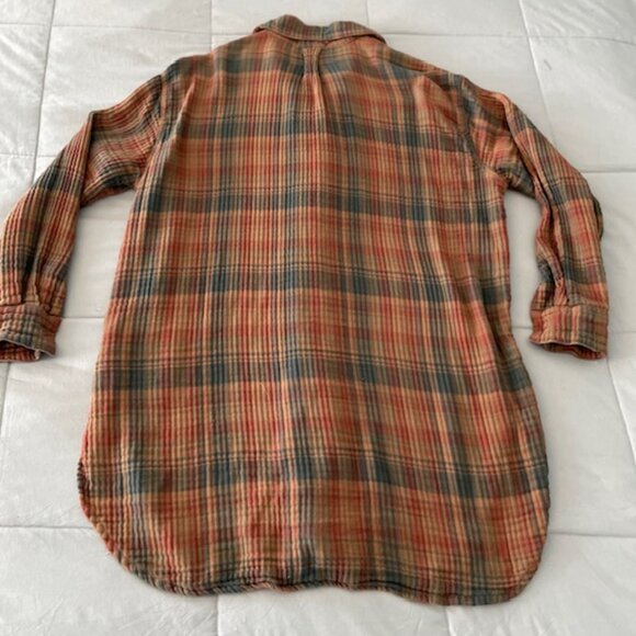 Free People x CP Shades Tunic Flannel Plaid Y2K Grunge $268 Beige Brown Like New - Picture 11 of 16